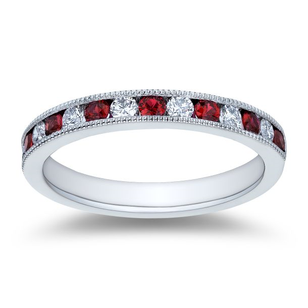 Platinum Ruby And Diamond Band