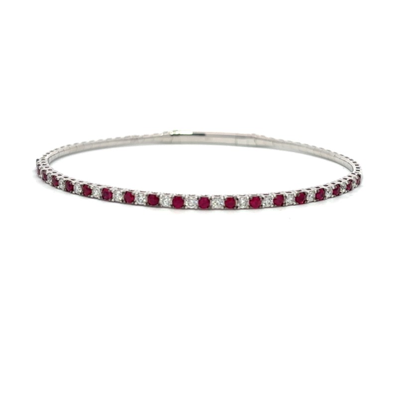 Ruby and Diamond Flexible Bangle
