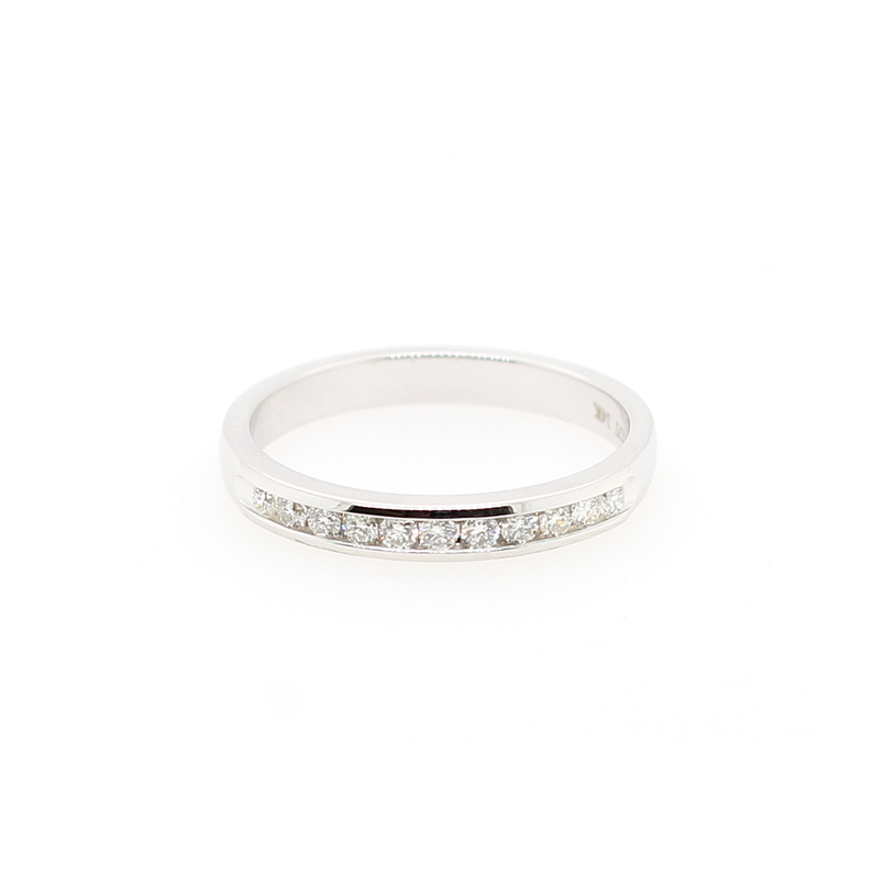 Fourteen Karat White Gold  Diamond Wedding Band