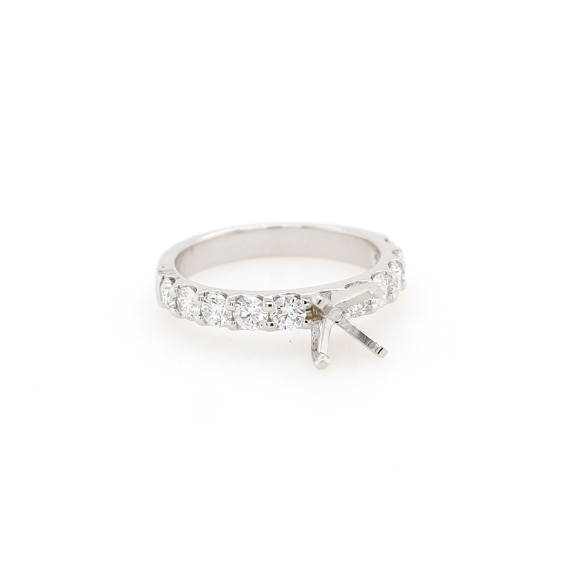Shefi 14 Karat White Gold Diamond Semi Mount Engagement Ring