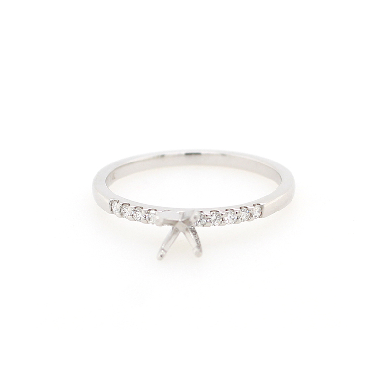 Shefi 14 Karat White Gold Diamond Semi Mount Engagement Ring