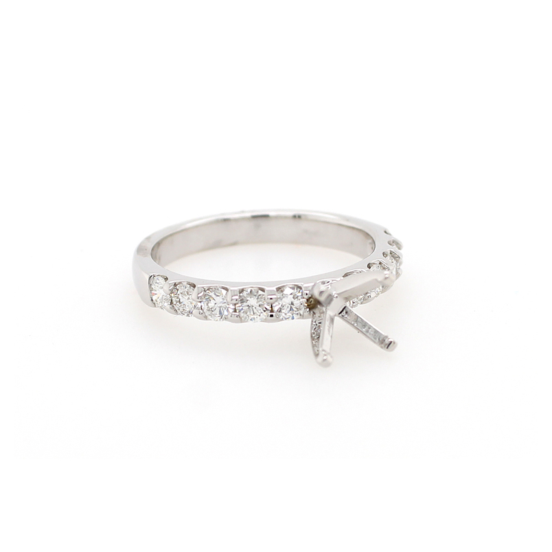 14 Karat White Gold Diamond Semi Mount Engagement Ring In The .75 Carat Category