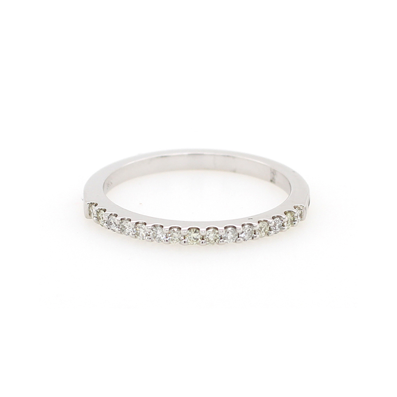 Fourteen  Karat White Gold Diamond Wedding Band