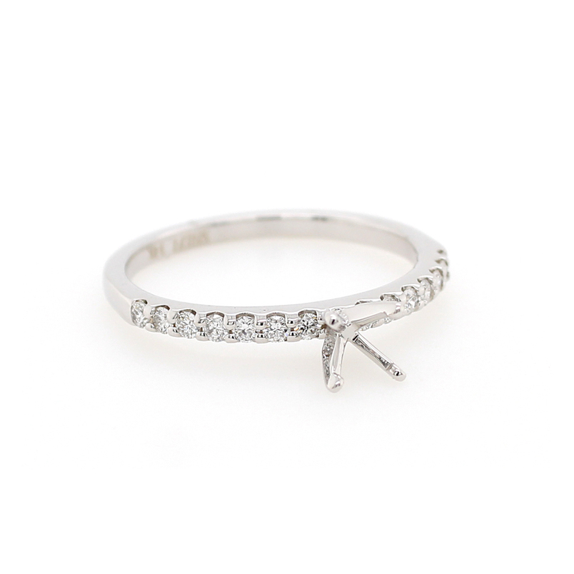 14 karat white gold diamond semi mount engagement ring