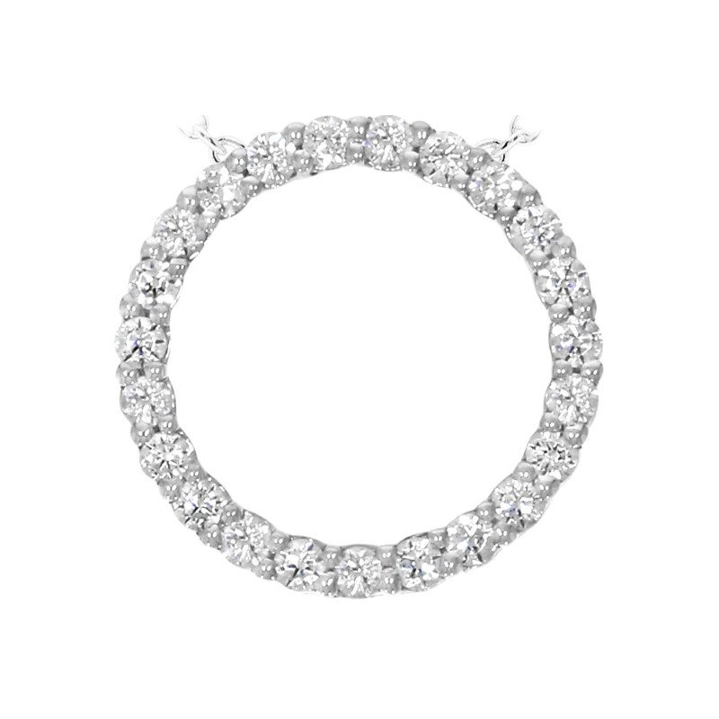 14 Karat White Gold Cut Out Circle Diamond "Circle Of Life" Necklace