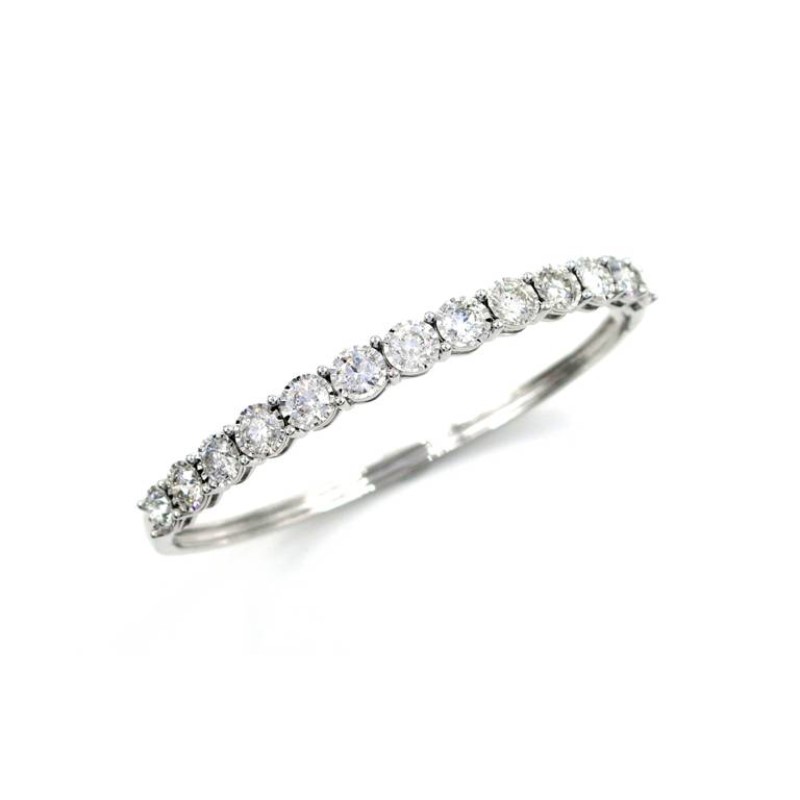 14 Karat White Gold Hinged Diamond Bangle Bracelet