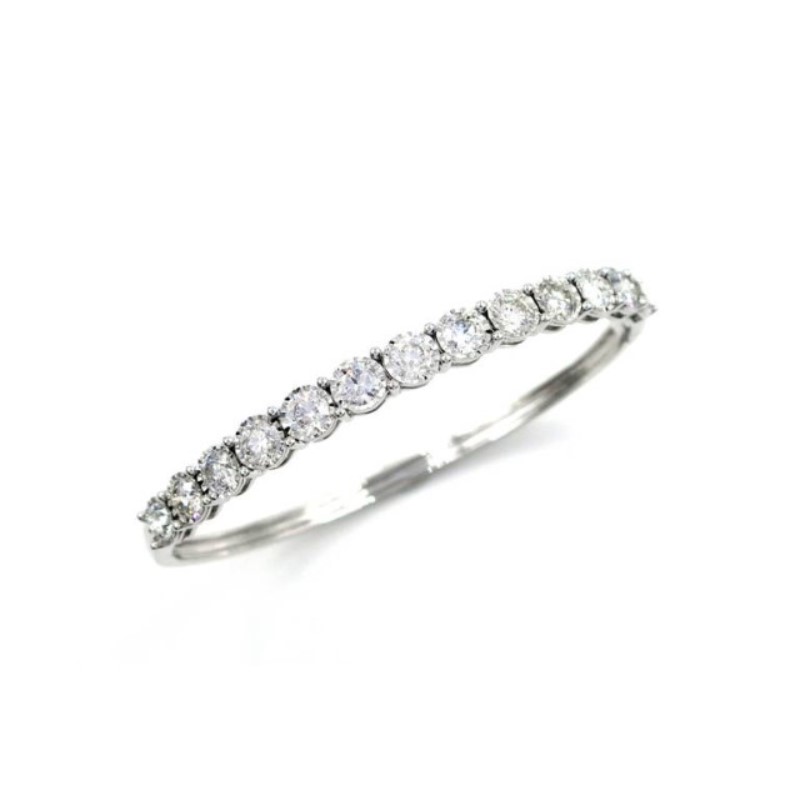 14 Karat White Gold Hinged Diamond Bangle Bracelet In The 2 Carat Category