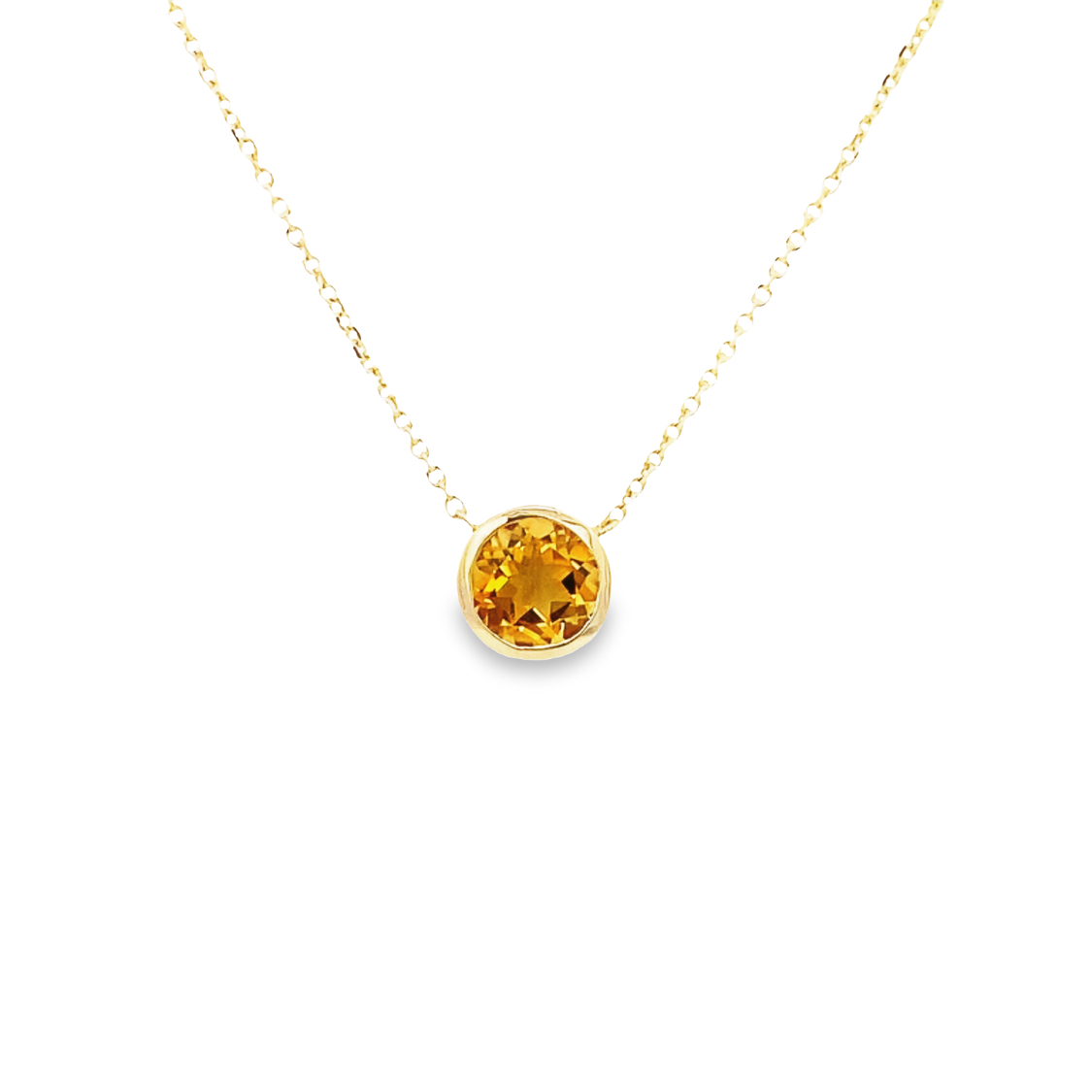 14 Karat Yellow Gold Citrine Necklace Measuring 16 Inches