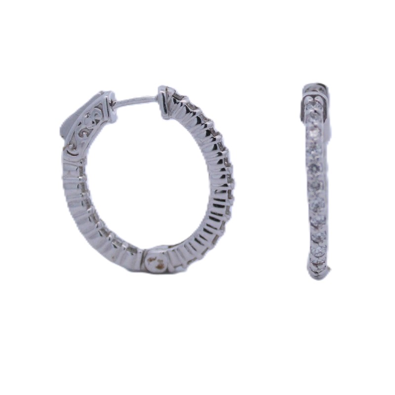 Diamond Inside Outside Oval Hoops