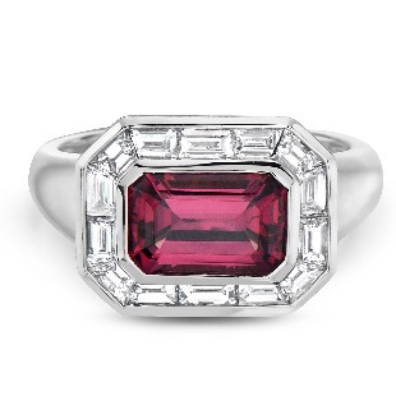 Charles Krypell Emerald Cut Garnet Frame Pastel Ring Charles Krypell Emerald Cut Garnet Frame Pastel Ring