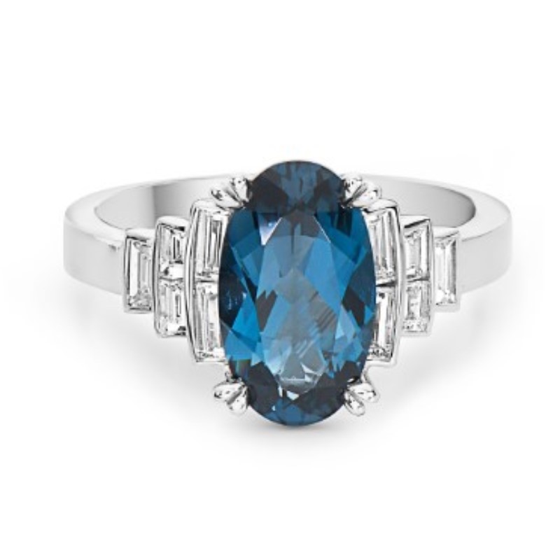 Charles Krypell Blue Topaz And Diamond Pastel Step Ring Charles Krypell Blue Topaz And Diamond Pastel Step Ring