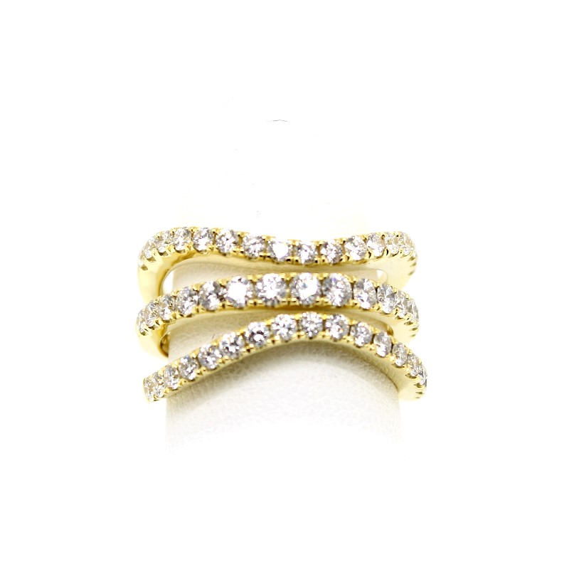 Charles Krypell Eighteen Karat Yellow Gold 3 Row Diamond Ring From The Precious Pastel Collection