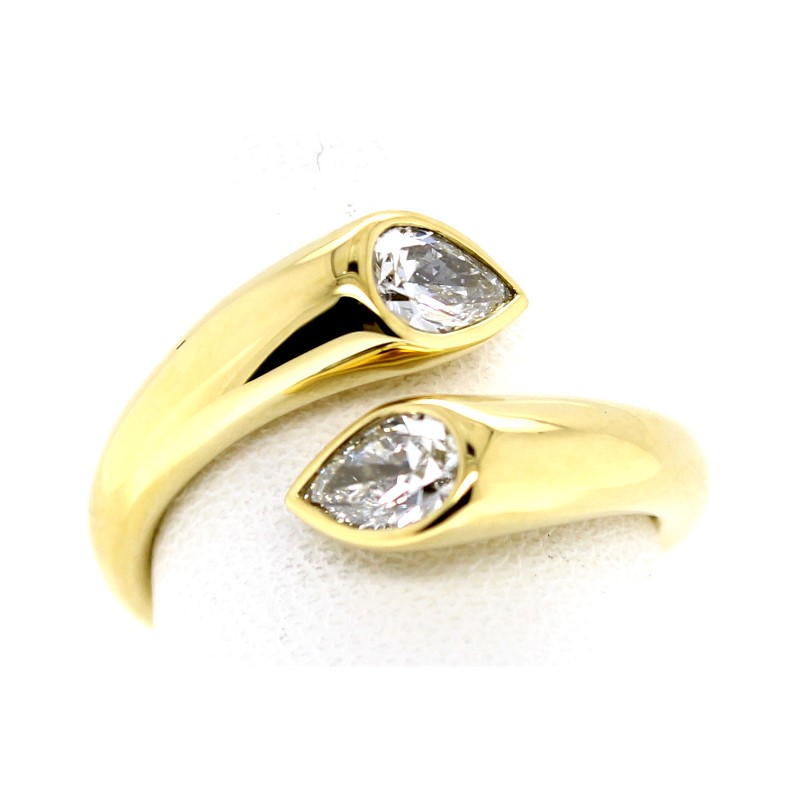 Charles Krypell Eighteen Karat Yellow Gold By-Pass Diamond Ring From The Precious Pastel Collection
