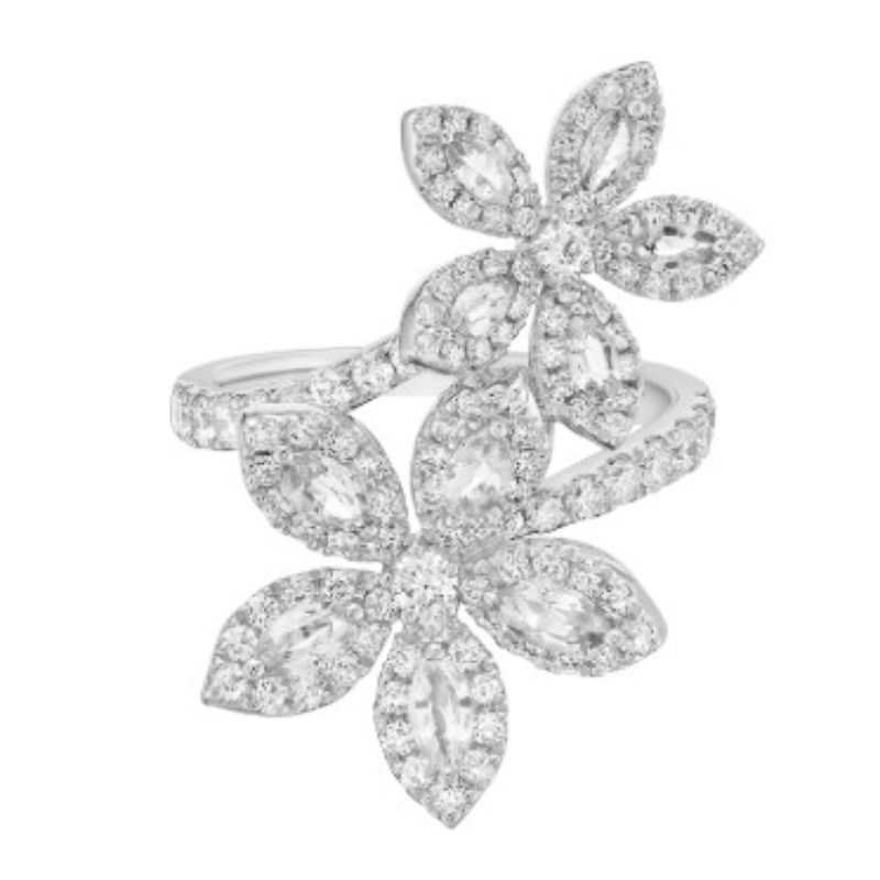 Charles Krypell Diamond Double Flower Ring From The Precious Collection Charles Krypell Diamond Double Flower Ring From The Precious Collection