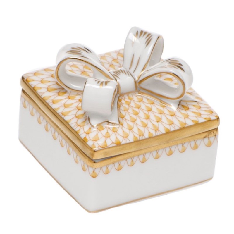 Herend Butterscotch Box With Bow