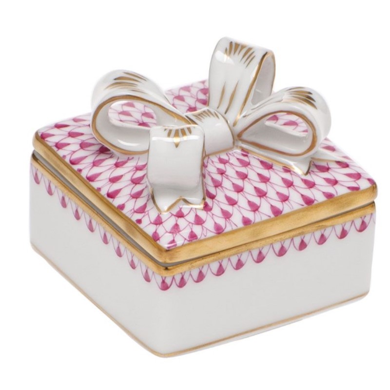 Herend Raspberry Box With Bow