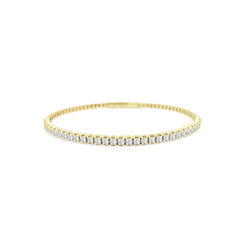 14 Karat Yellow Gold Flexible Diamond Bangle In The 1.0 Carat Category