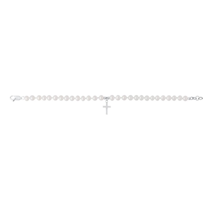 Kiddie Kraft Sterling Silver Pearl Cross Bracelet.