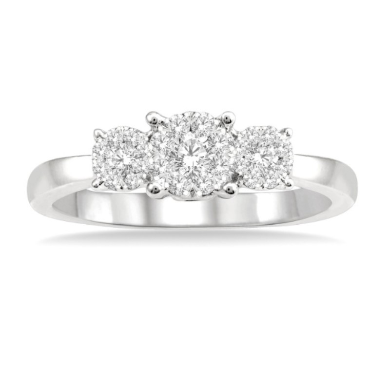 0.35ct Past Present And Future Diamond Engagement Ring