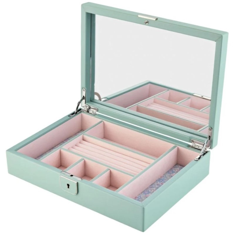 WOLF X LIBERTY Julia Interior Print Medium Jewelry Box in Sage Green