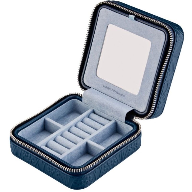WOLF X LIBERTY All Over Ianthe Small Travel Jewelry Zip Case in Navy