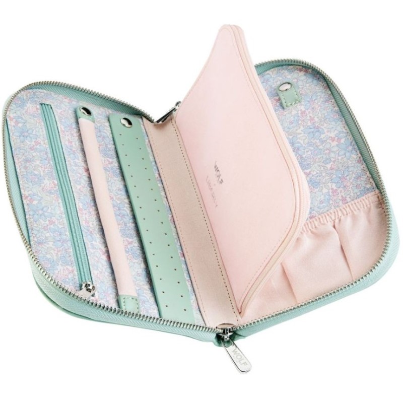 WOLF X LIBERTY Julia Interior Print Travel Jewelry Portfolio in Sage Green