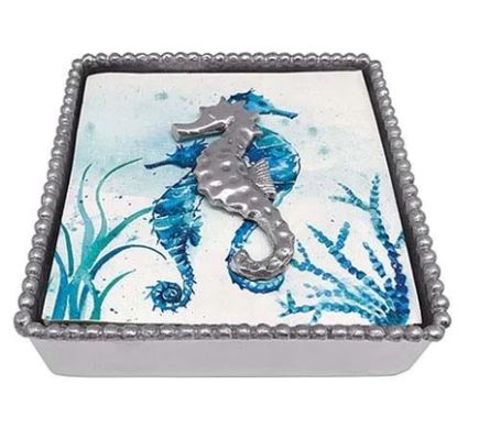 Mariposa Seahorse Beaded Napkin Box