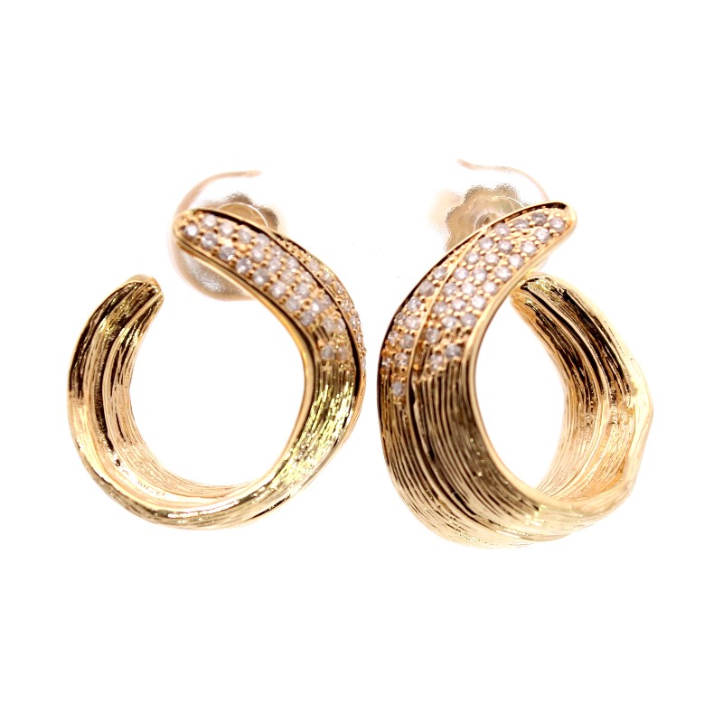 Estate 18 Karat Yellow Gold Diamond Earrings