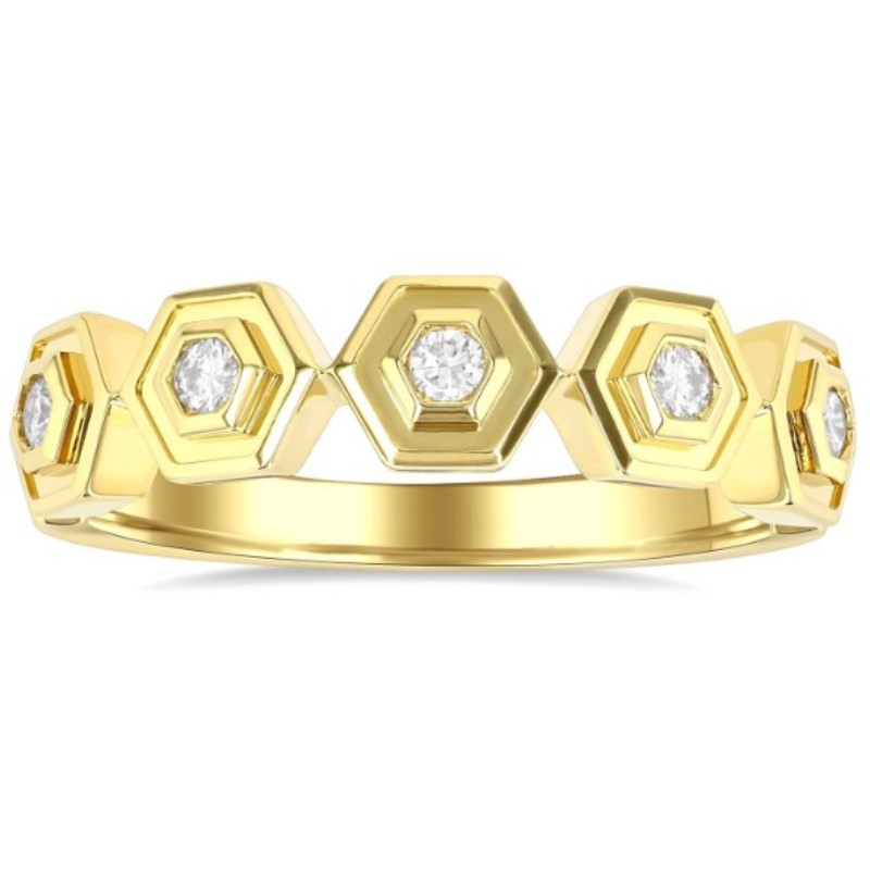 Stackable Hexagon Diamond Ring