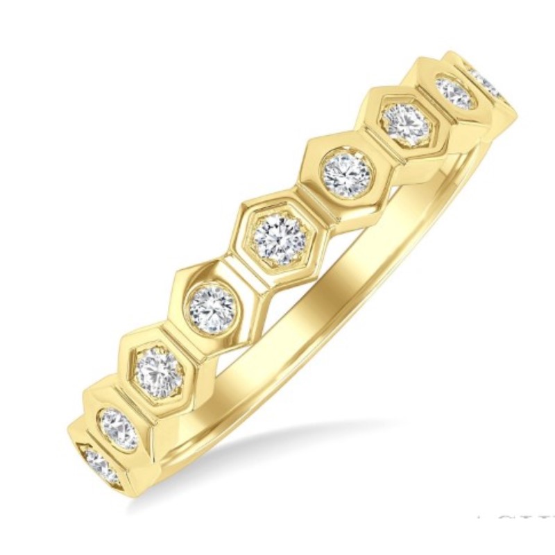 Stackable Hexagon Shape Diamond Fashion Ring
