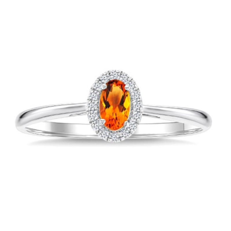Citrine And Diamond Halo Ring