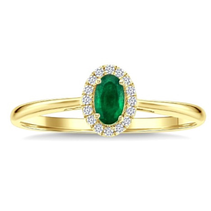 Emerald And Diamond Halo Ring
