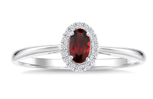 Garnet And Diamond Halo Ring