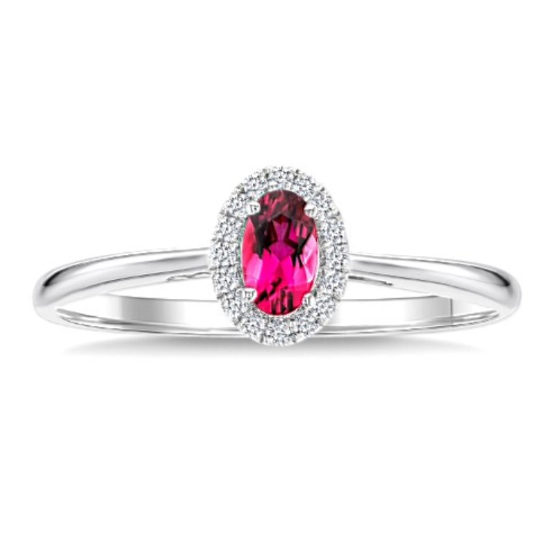 Pink Tourmaline And Diamond Halo Ring
