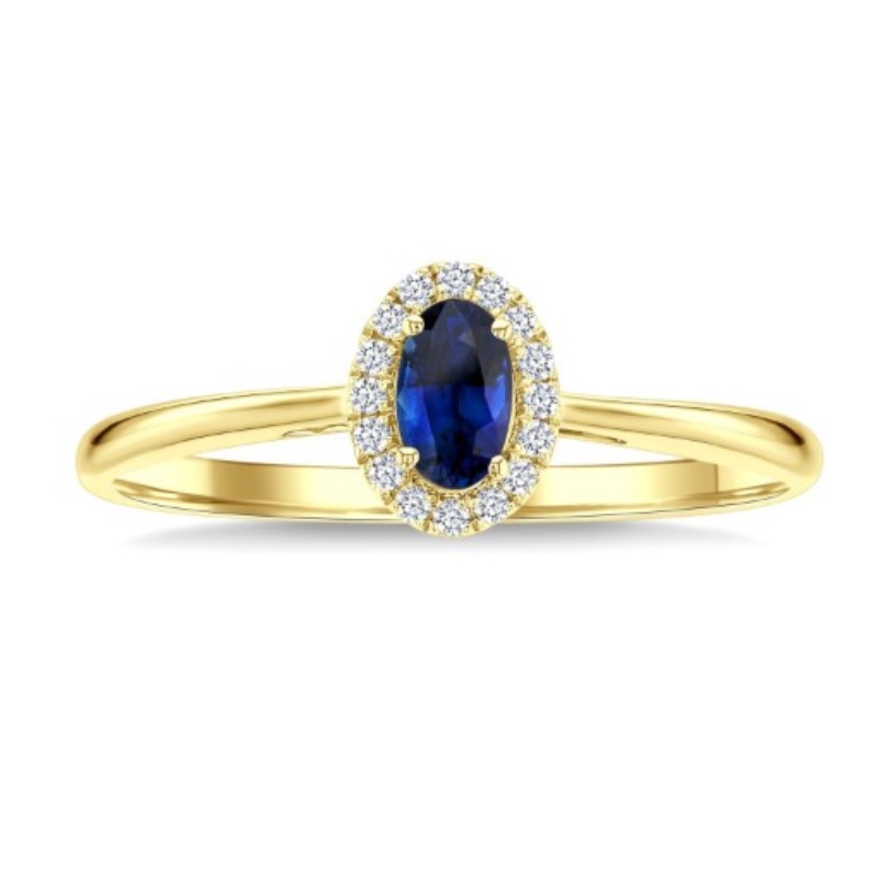 Blue Sapphire And Diamond Halo Ring