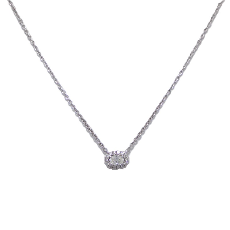 Oval Diamond Halo Necklace