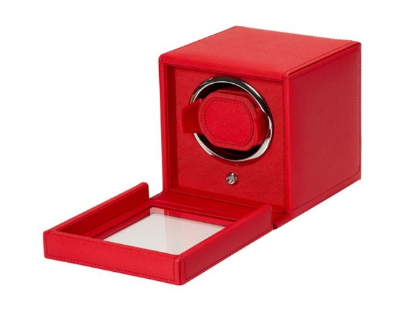 Wolf Cub Tutti Frutti Single Watch Winder With Cover In Red Vegan Leather