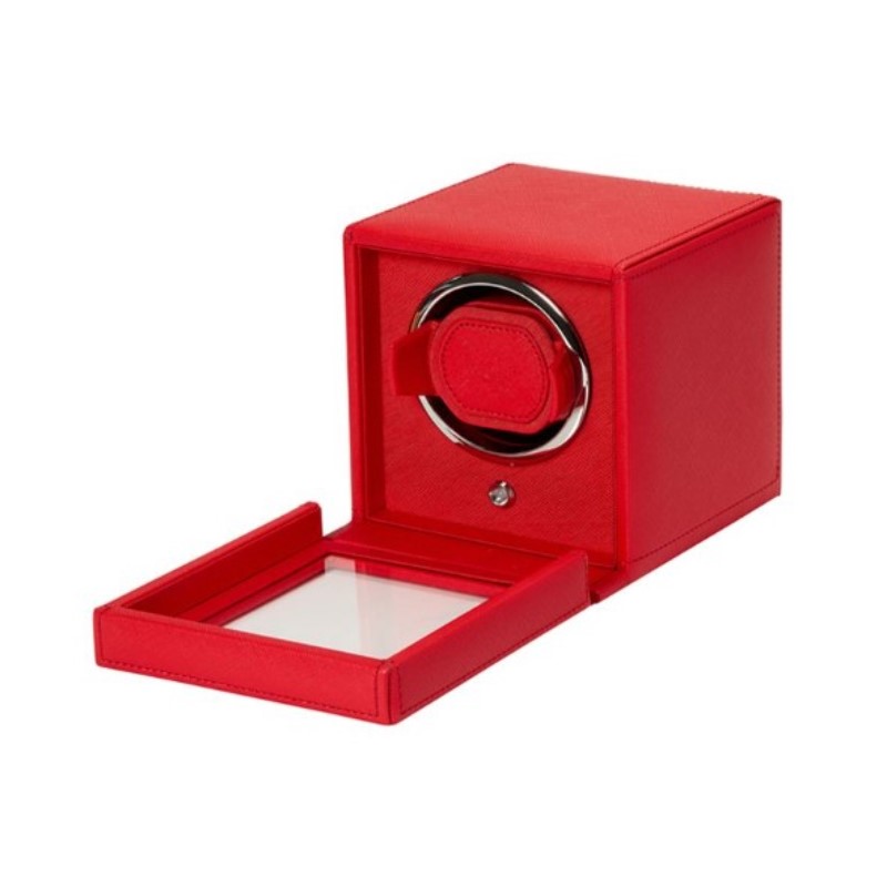 Wolf Cub Tutti Frutti Single Watch Winder With Cover In Red Vegan Leather