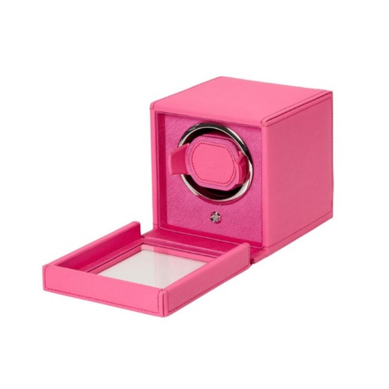 Wolf Cub Tutti Frutti Single Watch Winder With Cover In Pink Vegan Leather