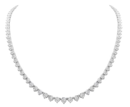 2.99 Carat 14 Karat White Gold Diamond Station Necklace