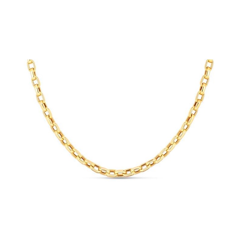 Roberto Coin 18 Karat Yellow Gold Fine Gauge Oval Link Chain Necklace Measuring 17 Inches.
