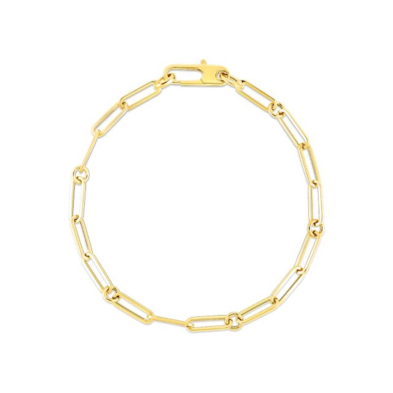 Roberto Coin Eighteen Karat Yellow Gold Paper Clip Bracelet Measuring 7