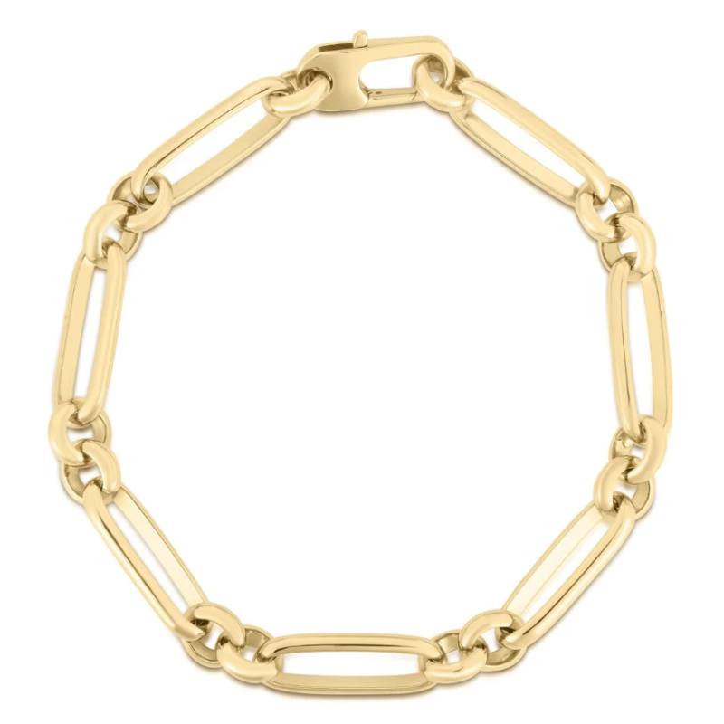 Roberto Coin Designer Gold Oval And Round Link Alternating Bracelet