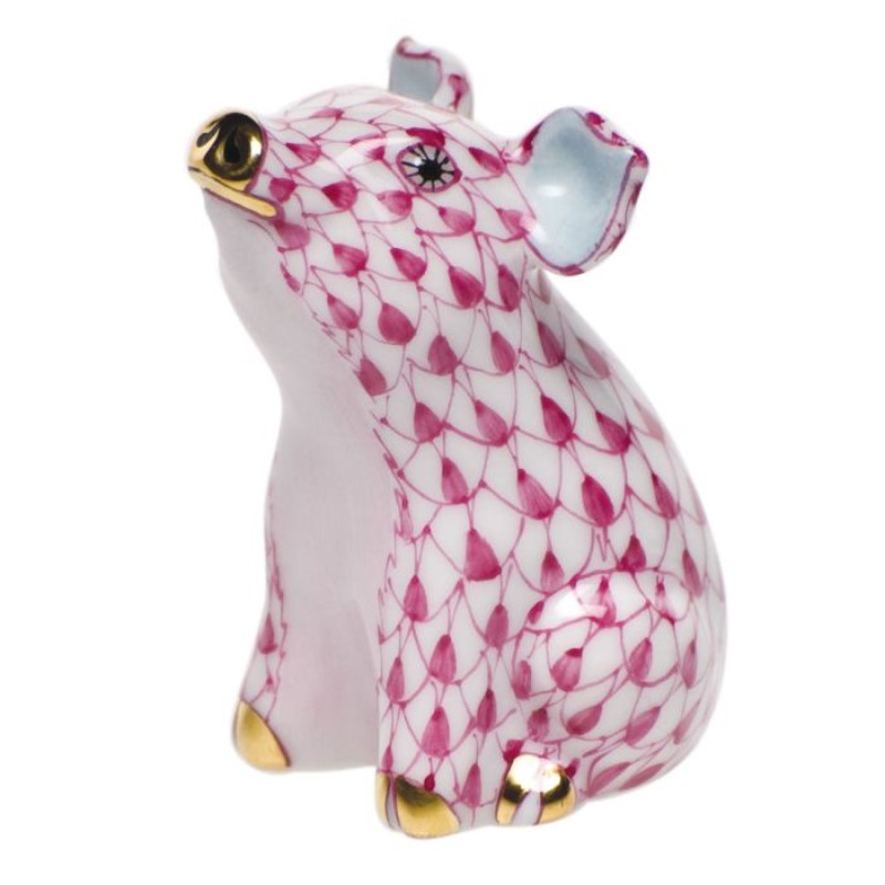Herend Raspberry Little Pig Sitting