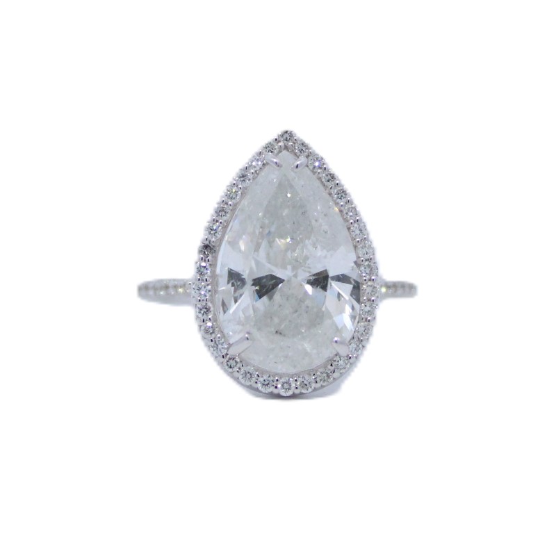 Handmade Pear Shaped Diamond Halo Engagement Ring