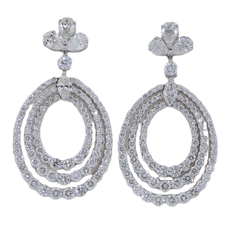 3 Tier Diamond Dangle Earrings