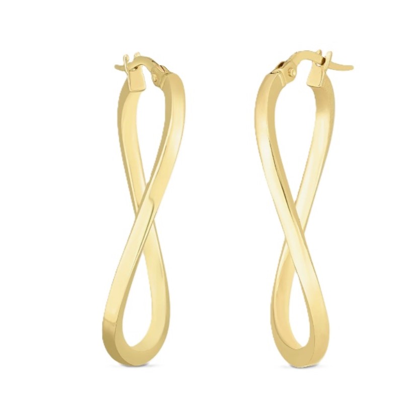 Roberto Coin Designer Gold Twist Hoop Earrings
