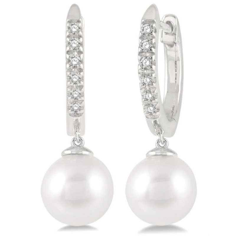 Pearl And Petite Diamond Huggie Earrings