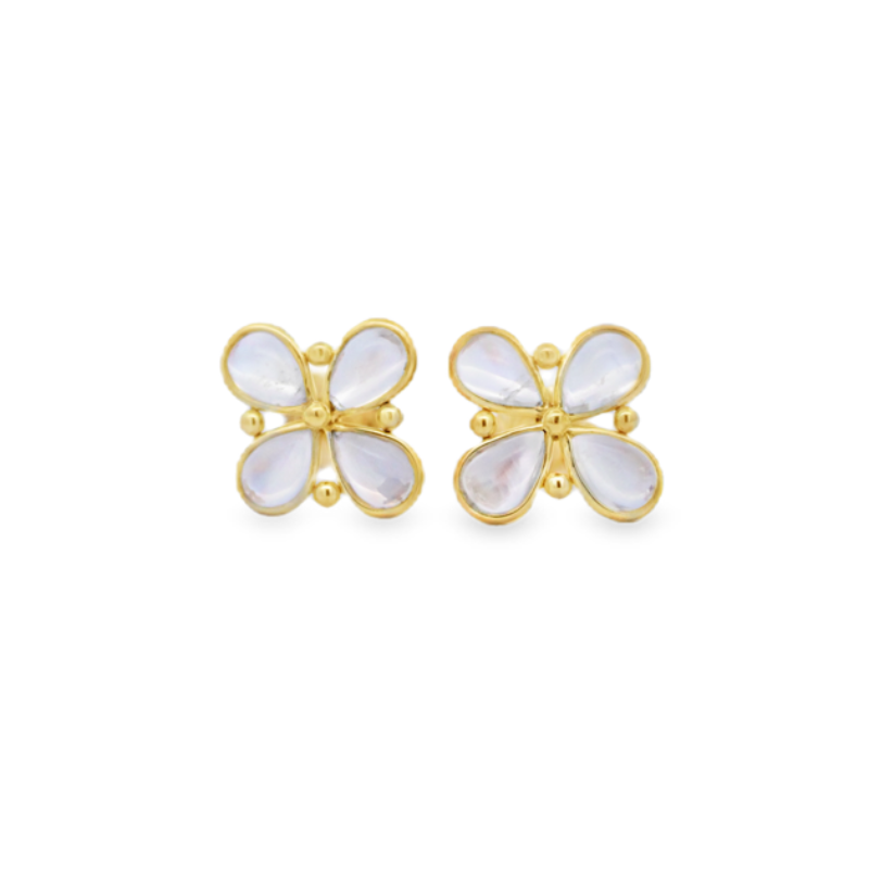 Mazza Moonstone Clover Stud Earrings
