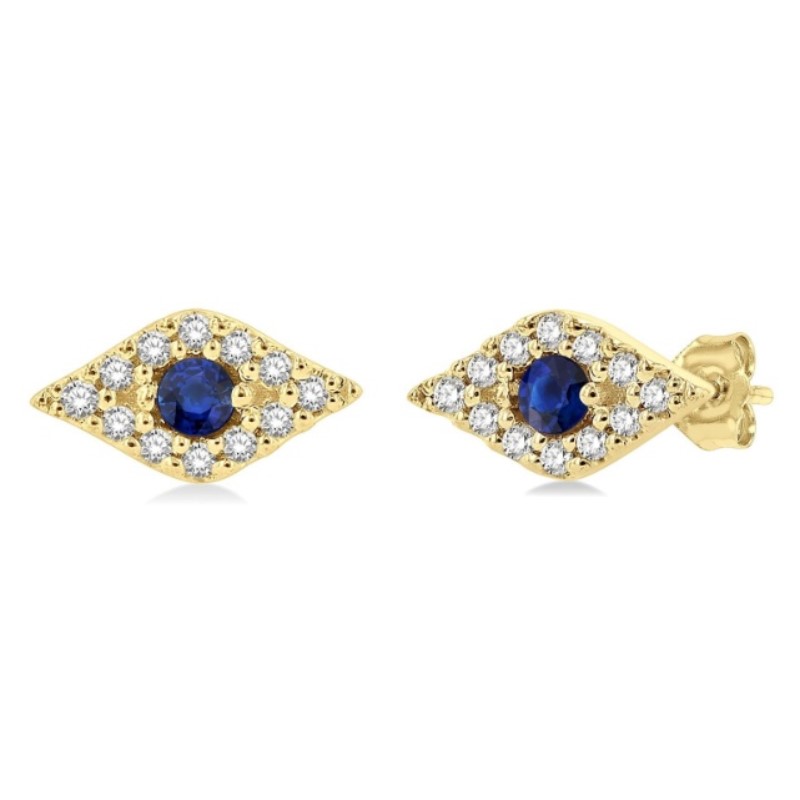 Petite Evil Eye Blue Sapphire And Diamond Studs